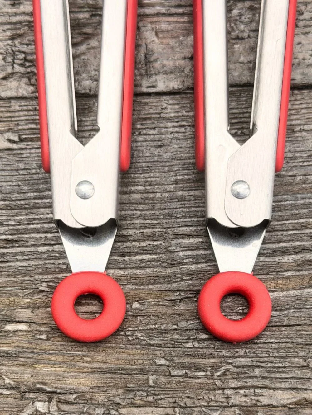 Excelsteel Red 2pc Silicone Tip Tongs Stainless Steel